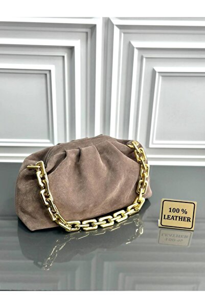 My Easy Shop Γυναικεία τσάντα MesBag Γνήσια τσάντα από σουέτ με λουράκι αλυσίδας