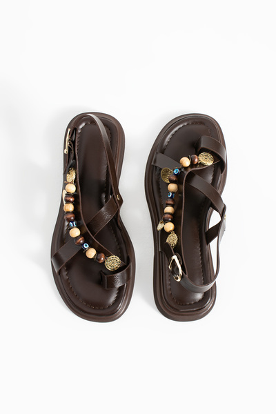 DUXAL SHOES Greta Women's Beaded Flip Flop Sandals Comfortable Sole