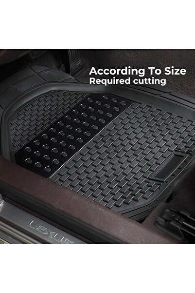 Auto Family FZE Premium Rubber Car Foot Mats, 71 * 50.5cm 3 Pcs Set, Anti-Slip Waterproof, All Weather, Black