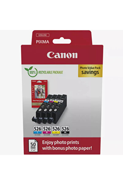 Canon Pachet foto 4 cartuse BK+C+M+Y + hartie foto 10x15, 50 coli