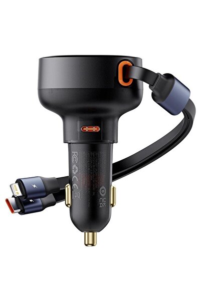Baseus Enjoyment C00057802111-00 Încărcător auto 60W, Cablu retractabil USB-C...