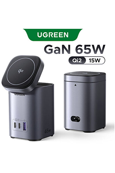 Ugreen Βάση Φόρτισης GaN με Θύρα USB-A και 2 Θύρες USB-C 65W, Ασύρματη Βάση Q...