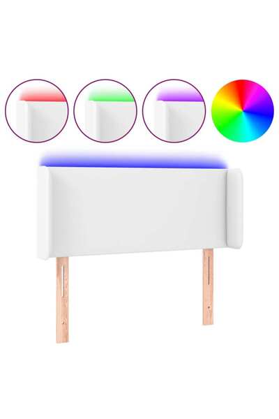 vidaxl Tăblie de pat cu LED, alb, 103x16x78/88 cm, piele ecologică