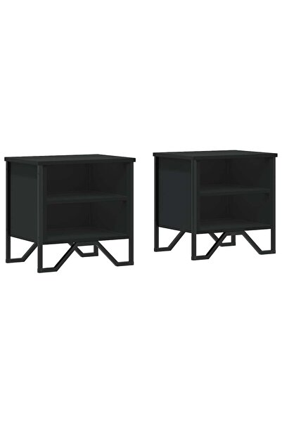 vidaxl Noptiere, 2 buc., negru, 40x30x40 cm, lemn prelucrat