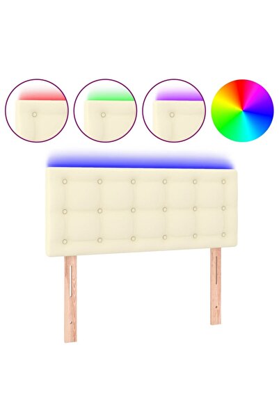 vidaxl LED headboard, cream, 100x5x78/88 cm, eco- Leather