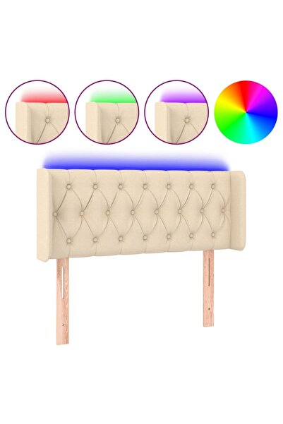 vidaxl Tăblie de pat cu LED, crem, 93x16x78/88 cm, textil