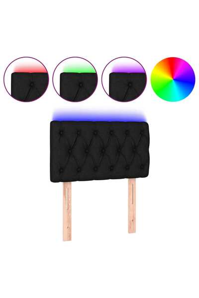 vidaxl Tăblie de pat cu LED, negru, 90x7x78/88 cm, textil