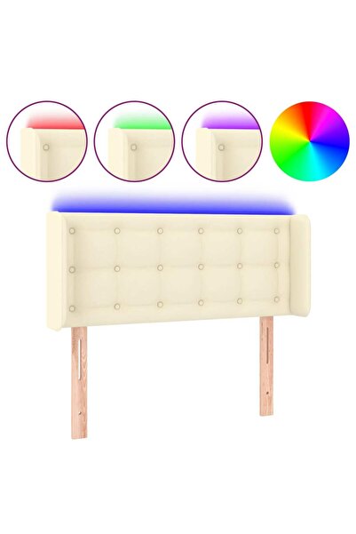 vidaxl LED headboard, cream, 93x16x78/88 cm, eco- Leather