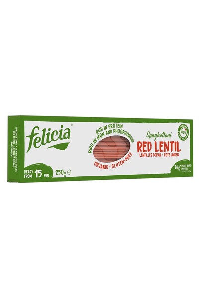 Felicia Spaghetti bio din linte rosie 250g