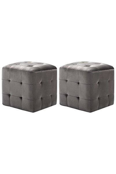 vidaxl Bedside tables, 2 pcs., grey, 30 x 30 x 30 cm, Velvet fabric