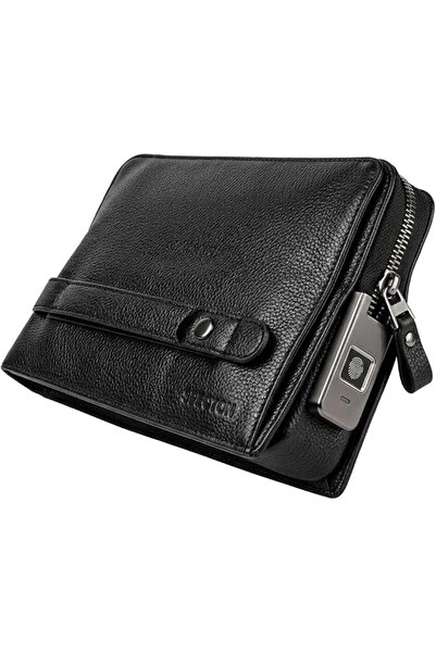 Specton Fingerprint Lock Genuine Leather Handbag, Anti-Theft Clutch Wallet, B...