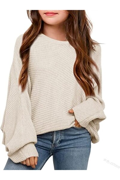 Karlywindow Girls Knitted Sweater Lightweight Crew Neck Solid Color Long Slee...