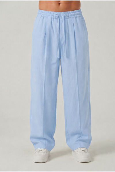 RELAXL Large Size Loose Fit Low Waist 100% Cotton Men's Trousers Wide Leg Bab...
