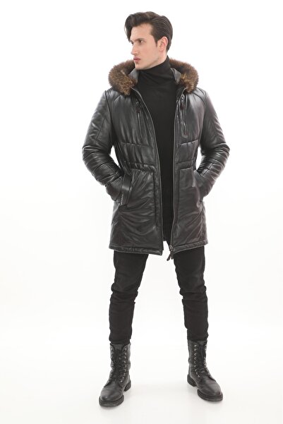 The Leather Craft Hakiki Deri Erkek Kışlık Mont Kürk Detaylı Premium Tasarım