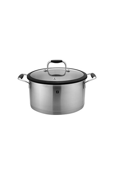 Zokura Stainless Steel Saucepan with Glass Lid, 22 cm, 4.1 L