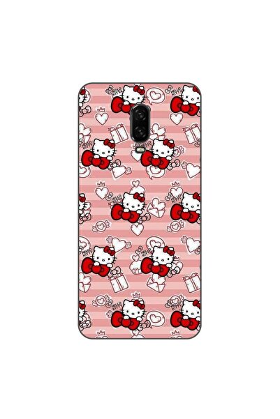 OEM Θήκη συμβατή με OnePlus 6T από σιλικόνη gel TPU με ροζ σχέδιο Hello Kitty