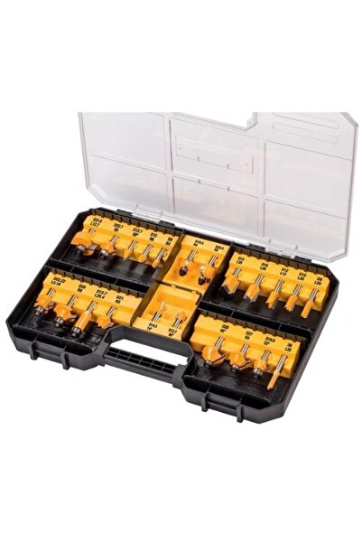 Dewalt DT90017-QZ 22-Piece Wood Router Bit Top Bottom Set, 8 mm (Yellow/Black)