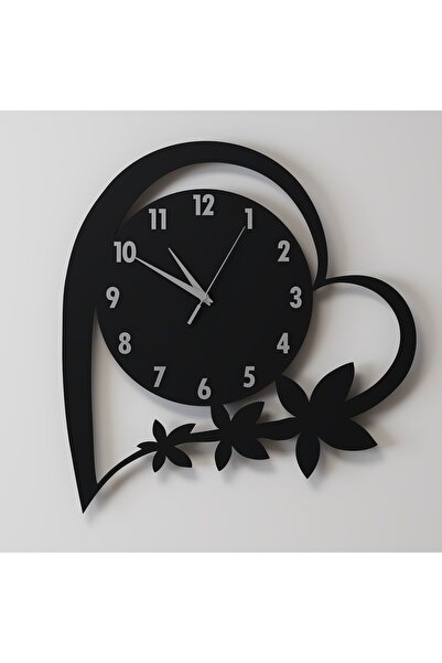 Decotimex Love Ahşap Duvar Saati 40x40 (Siyah-Krom)