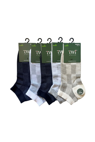 TWİSOCKS BAMBU JAKARLI KARE DESEN KISA ÇORAP 12'Lİ