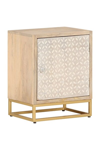 vidaxl Bedside table, black, 40x30x50 cm, solid mango wood and iron