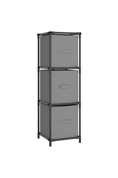vidaxl Storage cabinet with 3 textile drawers, gray 34x34x101 cm steel