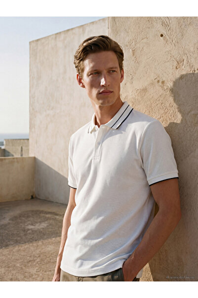 LC Waikiki Peak New Season Polo Collar Textured Men's T-Shirt