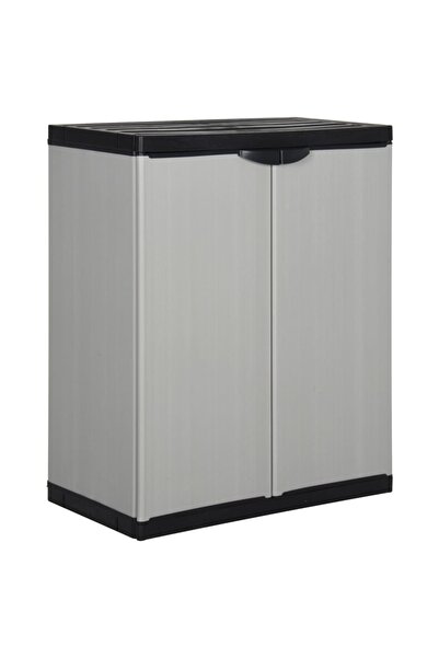 vidaxl Dulap de depozitare grădină, cu 1 raft, gri/negru, 68x40x85 cm