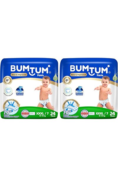 Bumtum Soft Cotton Absorbent Diaper Pants for Babies, XXXL (18-35 kg), 24 Pie...