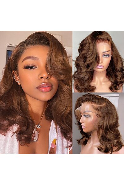 Arabest Human Hair Wig,Brown,200% Density,13x6 Body Wave Lace Front,Pre Pluck...