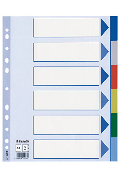 Esselte Separatoare index din plastic, 6 culori