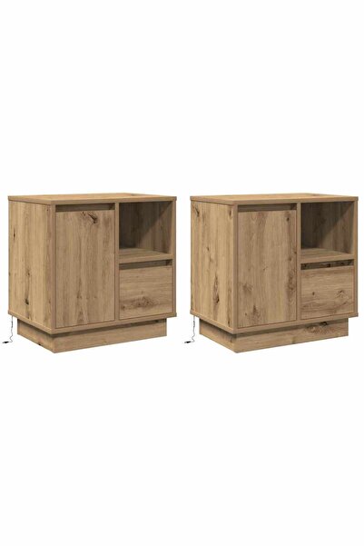vidaxl Dulap de noapte 2 pcs Stejar Artizanal 50 x 34,5 x 50 cm