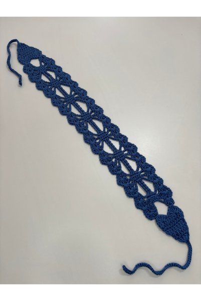 örgü Handmade Blue Lace Hair Bandana – Bohemian Vintage Women's Hair Accessory