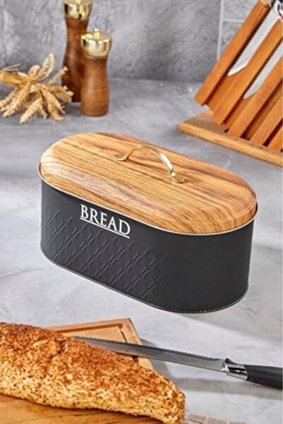 Yıldızan Nzr Beautestore New Pattern Detailed Premium Metal Bread Bowl, Black...