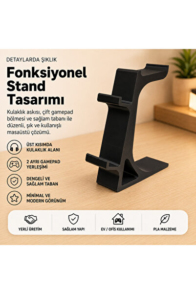 Sadık Pazar PS5 DualSense ve Kulaklık Standı – Masaüstü Oyun Organizeri