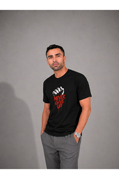 ENB1R MODA Κόκκινο Μαύρο Μπλουζάκι Unisex με Λεπτομέρεια Εκτύπωσης Παρακινητι...