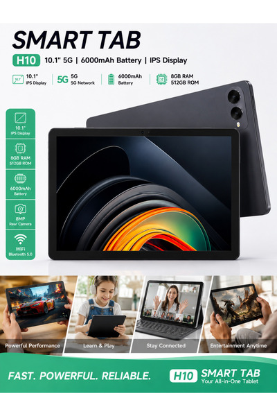 HEATZ H10: 10.1 inch IPS display, 6000mAh 5G smart tab with keyboard&mouse