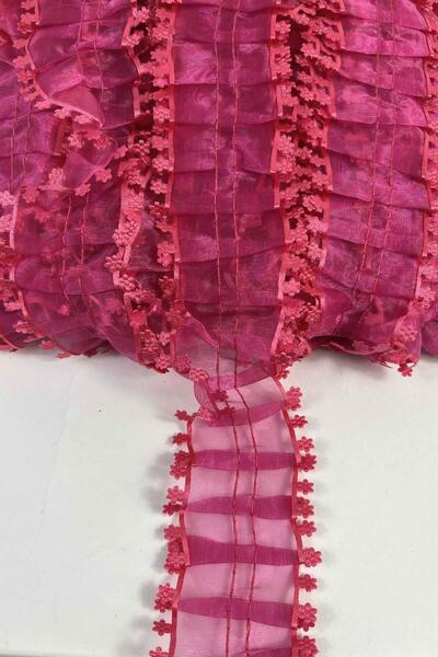 Hobigram Fuchsia Edged Organlisse Organza Ruffle Ribbon – Romantic Decoration...