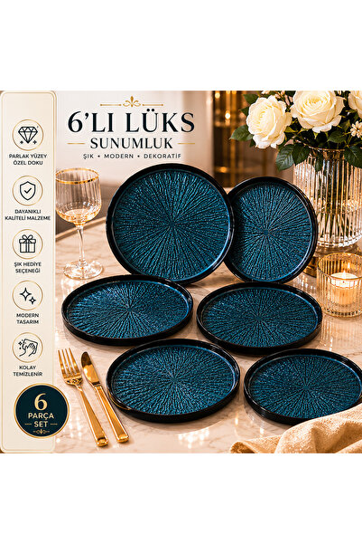 belmira lora 6 Adet Blue Glass Dufny Kahvaltılık Servis & Sunum Seti
