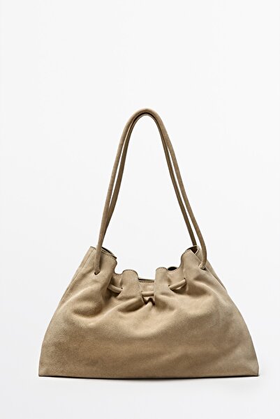 Massimo Dutti Büzgülü süet deri çanta
