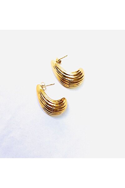 myadore Water Drop Earrings with Stripes - Gold
