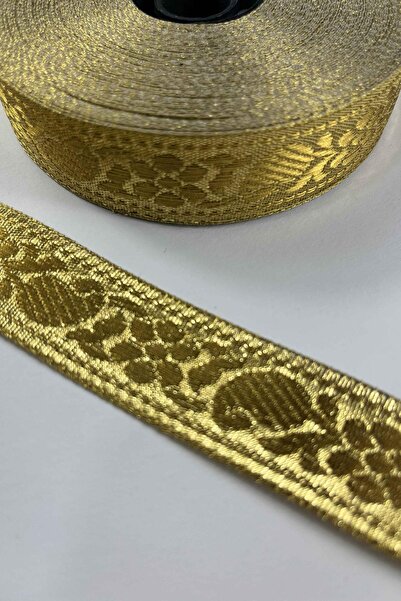 Hobigram Gold Etnik Lunavera Simli Dekoratif Şerit Kurdele 1 Metre