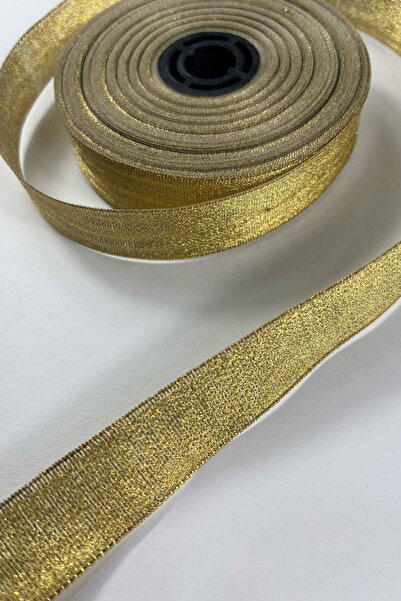 Hobigram Gold Düz Lunavera Simli Dekoratif Şerit Kurdele 1 Metre