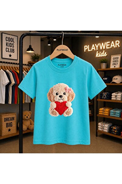 playwear تي شيرت للأطفال مطبوع عليه شريط على شكل قلب دوجي 100% للأطفال من الج...