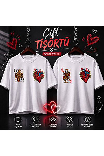 HanVex Style Aşkın kartları oynandı Kupa Kızı & Sinek Valesi konseptli çift tişörtü