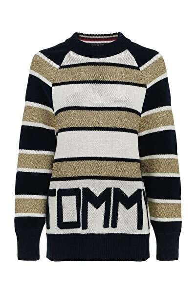 Tommy Hilfiger ΓΥΝΑΙΚΕΟ ΠΟΥΛΟΒΕΡ WW0WW23734-901 ΜΑΥΡΟ ΑΣΠΡΟ ΧΡΥΣΟ - M