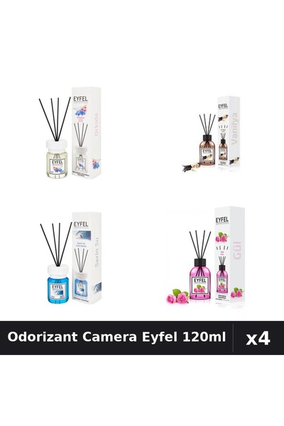 Eyfel Set 4 Odorizant Camera cu Betisoare - Orhidee, Vanilie, Cool Water, Tra...