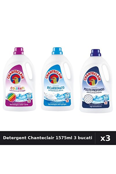 Chanteclair Set 3 Detergent Lichid Rufe 1575ml 35 Spalari - Color, Bicarbonat...