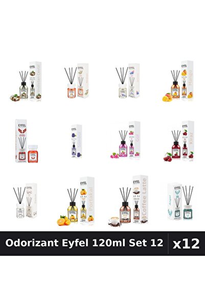 Eyfel Set 12 Odorizante Camera cu Betisoare - 12 Arome Asortate, 120ml