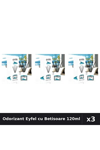 Eyfel Set 3 Odorizant Camera cu Betisoare Ocean - Parfum Intens 120ml