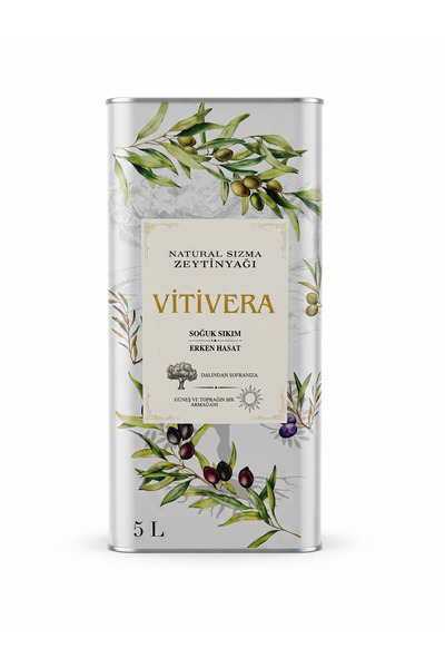 VİTİVERA Premium Soğuk Sıkım Erken Hasat Natural Sızma Zeytinyağı 5 Litre (Te...